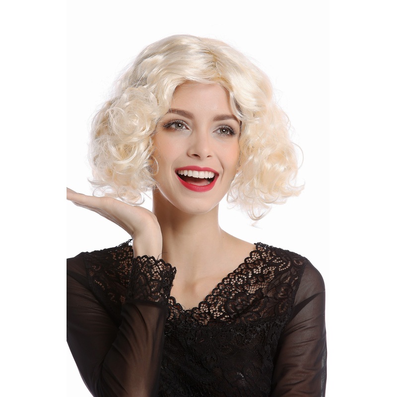 Wig Lady Women 20s 30s Hollywood Diva short curls middle-parting blond 90661