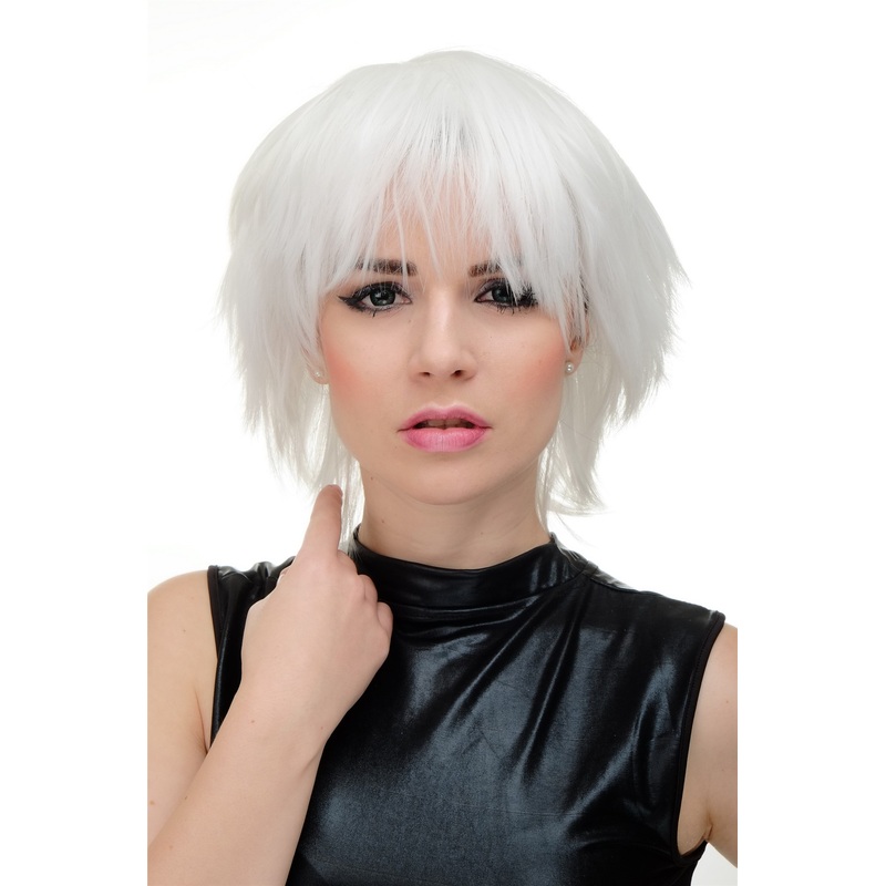 WIG ME UP  YZF-7067-1001  Wig cosplay white short frayed wild look voluminous