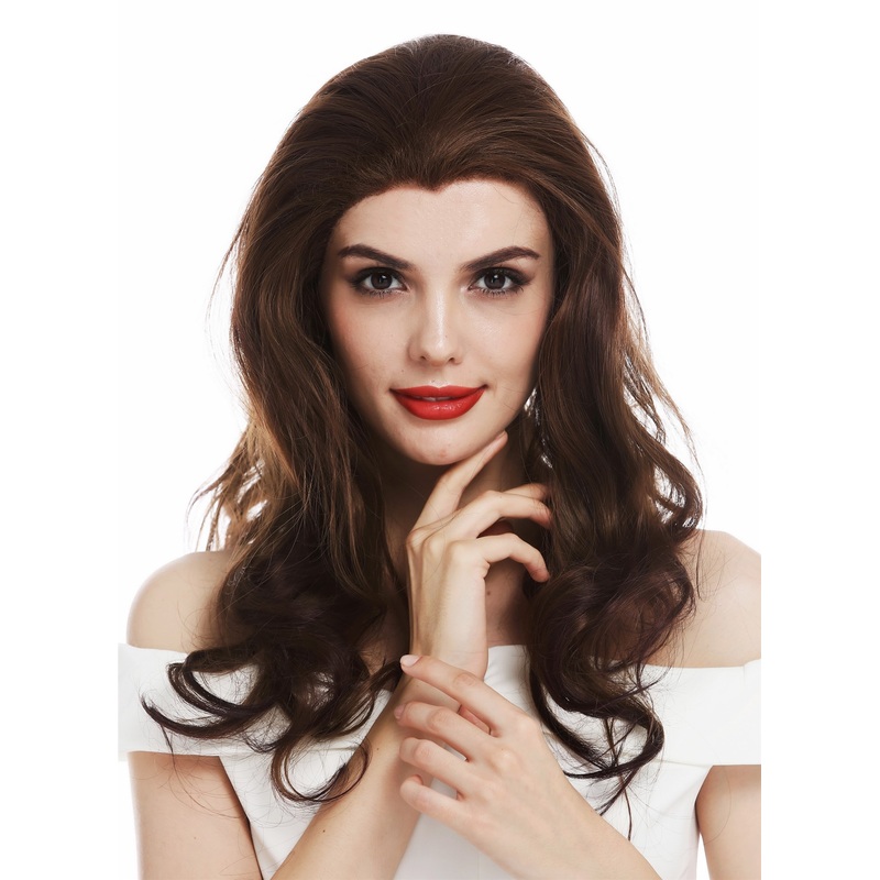 Women’s wig lace front long classy curls curled brown mix CM-115-LF