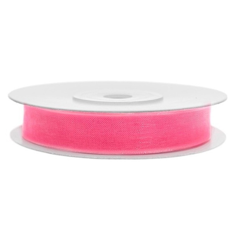 25m ribbon chiffon neon pink