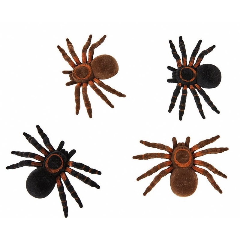 4 creepy decorative tarantulas 6 x 11cm