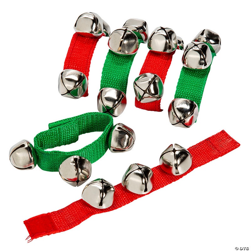 8 – 8 1/4 Jingle Bell Red & Green Nylon Christmas Bracelets – 12 Pc.