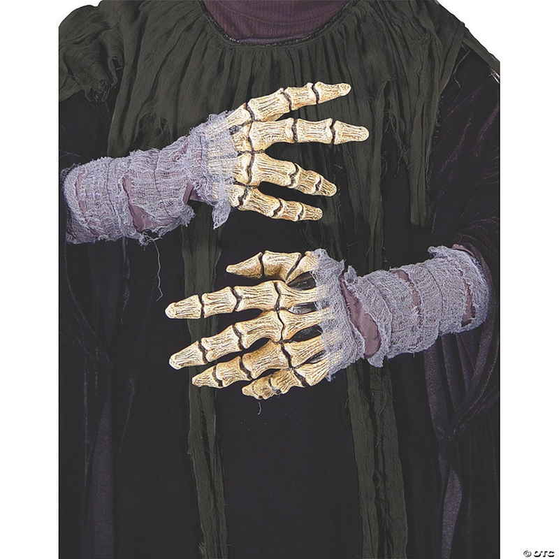 Adults Latex Skeleton Bone Hands With Gauze Costume Accessory