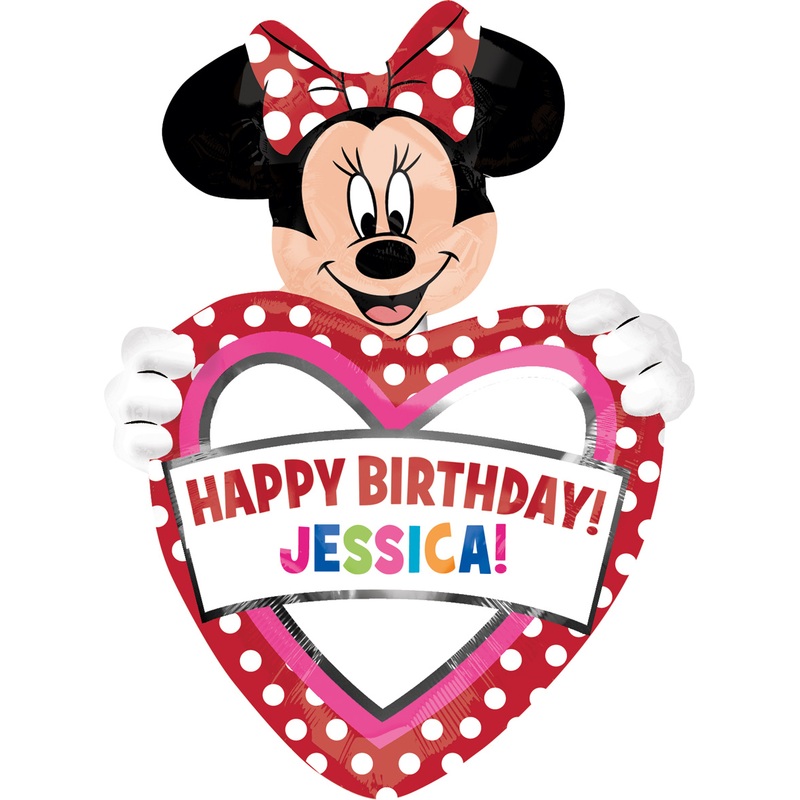 Customizable Minnie Mouse birthday balloon