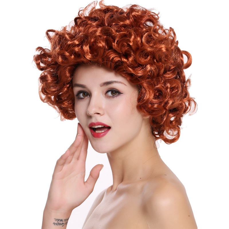 Lady Party Wig Fancy Dress red shoulder length curly 80s Soap Star 91074-ZA131