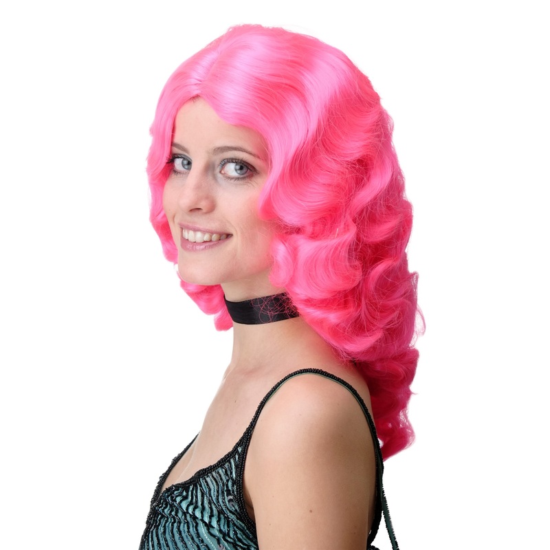 Lady Wig Classic Hollywood Diva Femme Fatale parting wave wavy long pink GFW1860