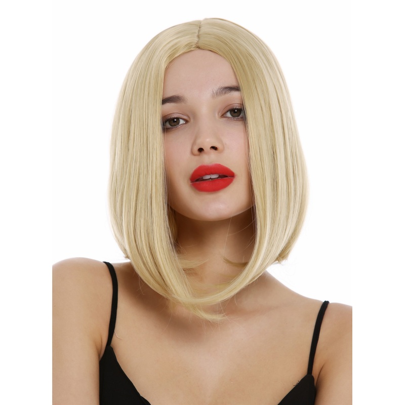 Lady wig short bob style straight middle-parting clavi cut gold blonde YZF-4365