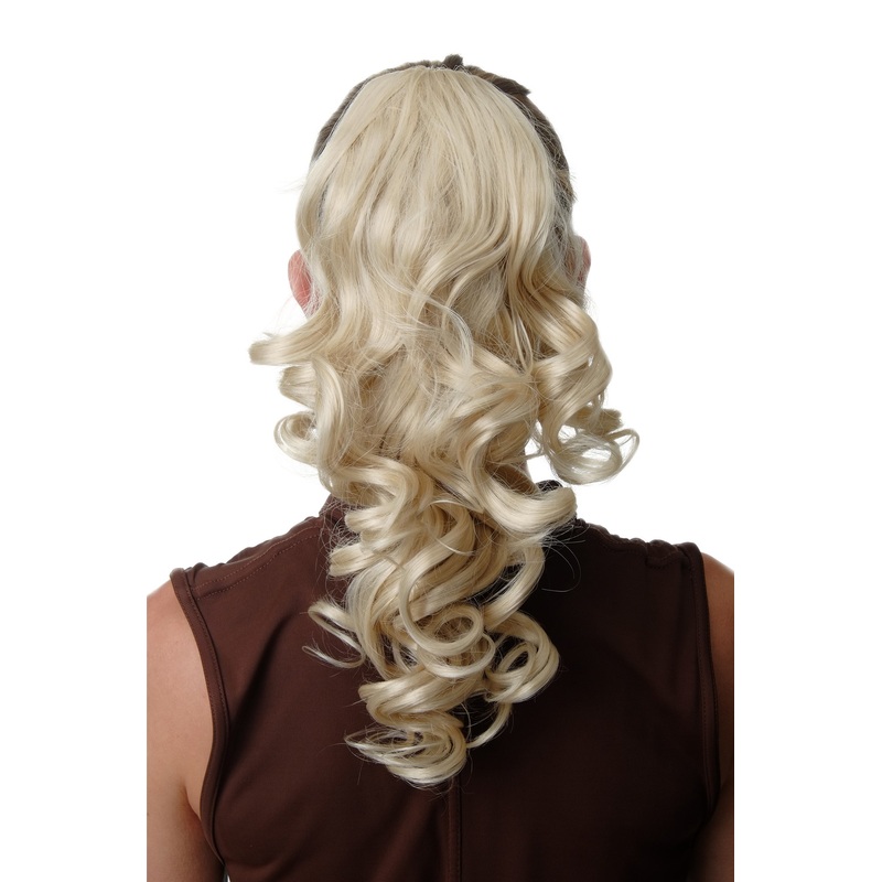 Ponytail extension long curled  bright blond 16