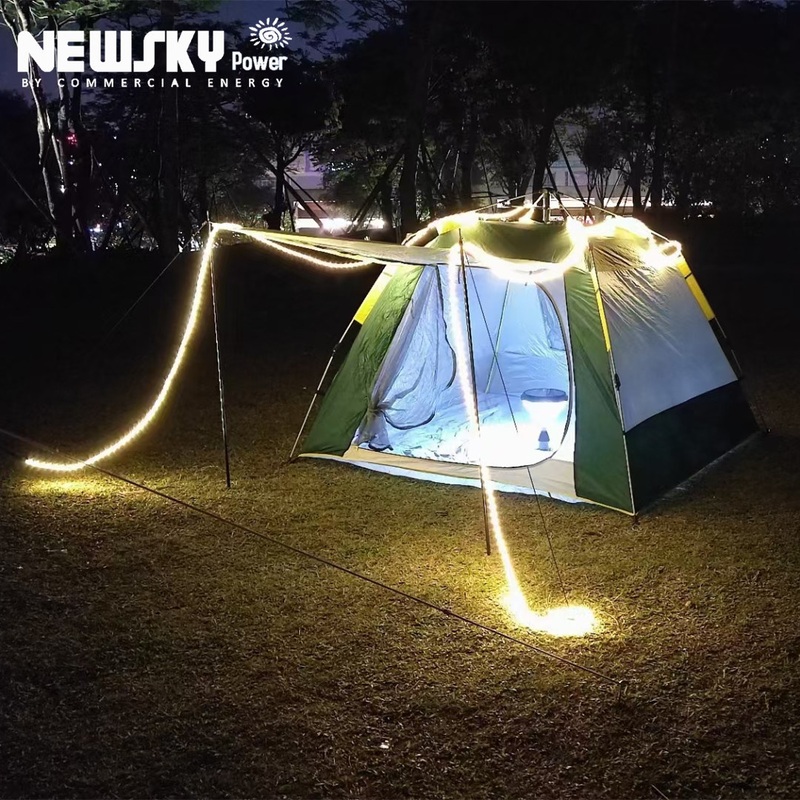 10m 20m Decoration LED Bright Wam White Solar Camping Light with Power Panel Portable Tube Tent Battery Lantern Outdoor Strip