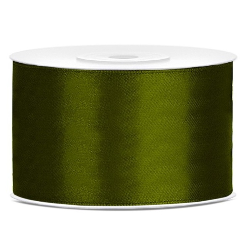25m satin gift ribbon dark green 38mm wide