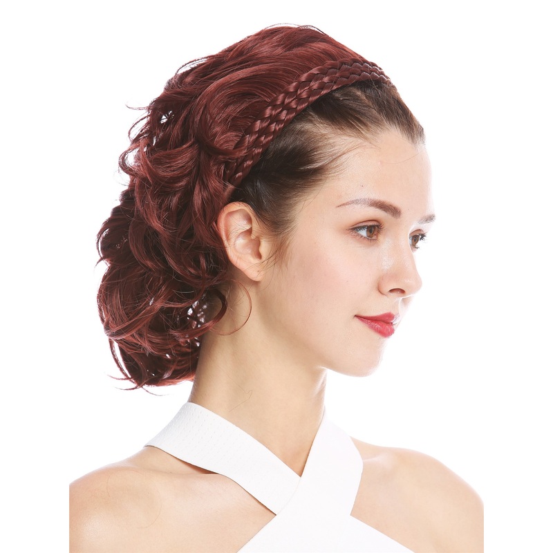 Halfwig Hairpiece braided hair circlet short wild wavy copper brown auburn 90605