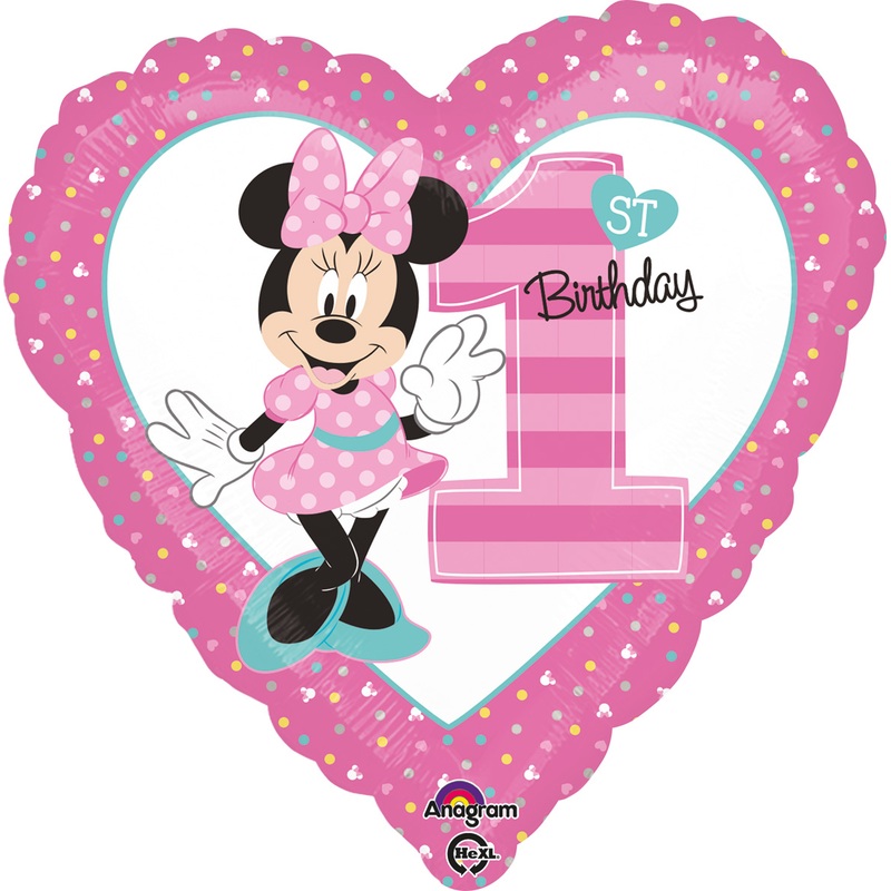 Heart balloon Minnie Mouse 1st birthday