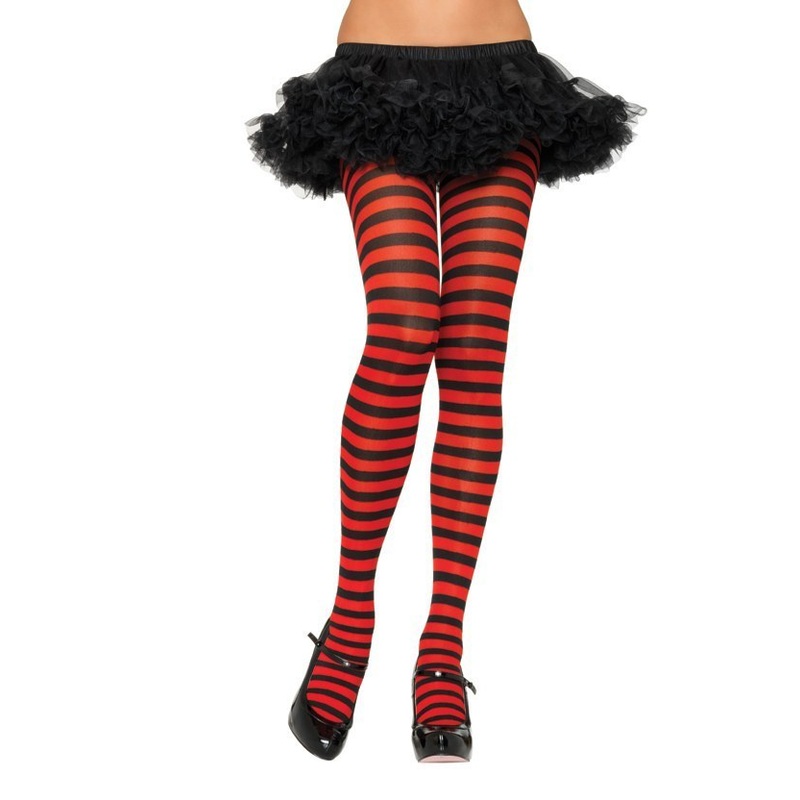 Striped Plus Size Tights – Black/Red