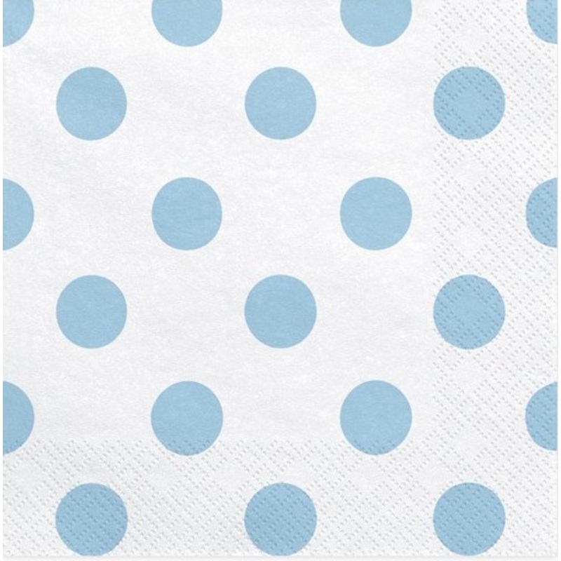 20 baby blue dotted napkins 33cm