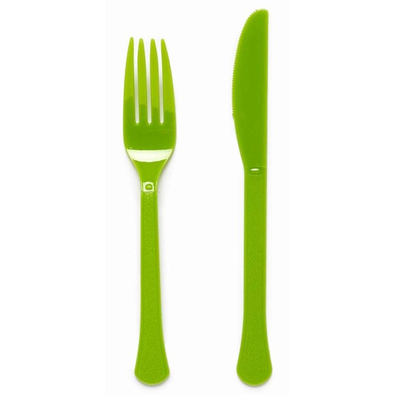 Green lime cutlery set 24 pieces
