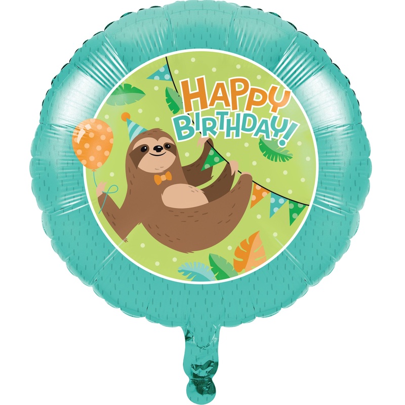 Party sloth foil balloon 46cm