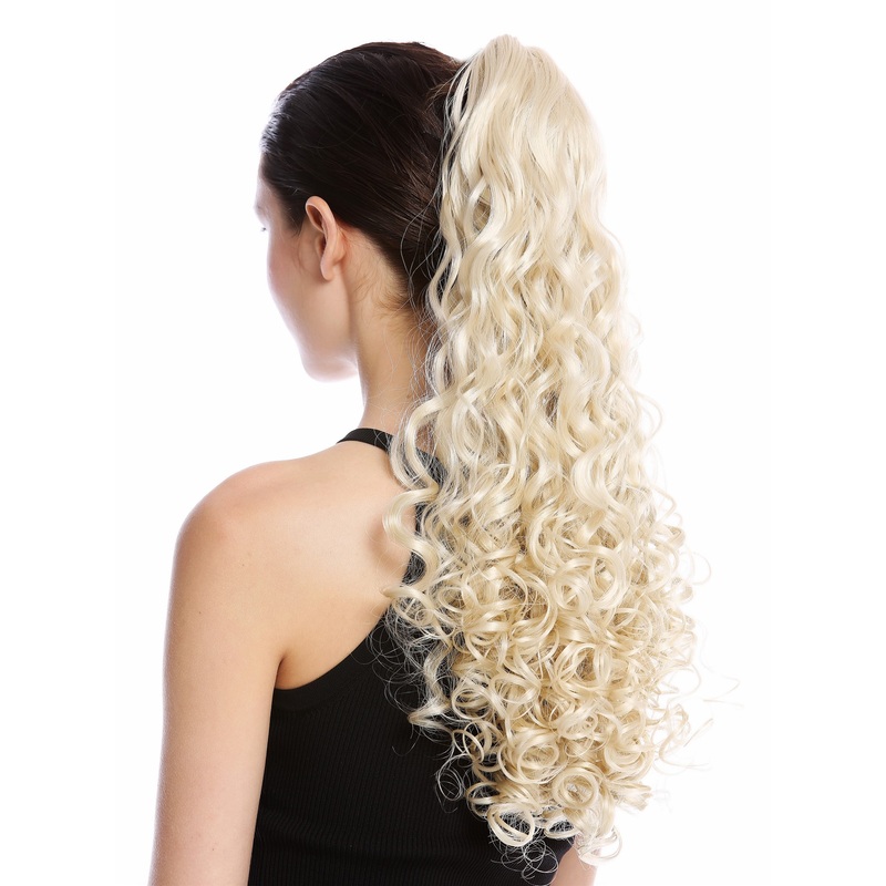 Ponytail Hairpiece very long voluminous curled curls bright blond 20