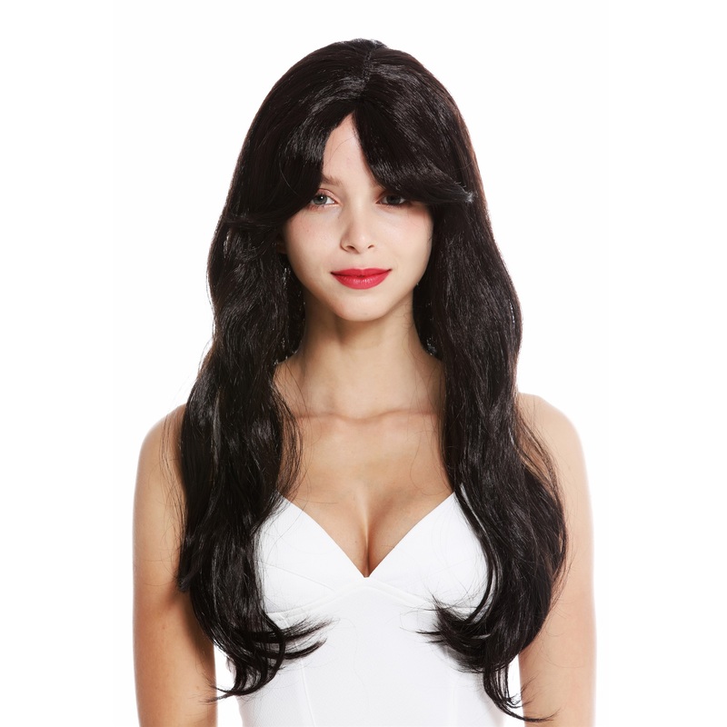 women’s party wig carnival Halloween long sleek brown ebony snow white 90924-ZA1