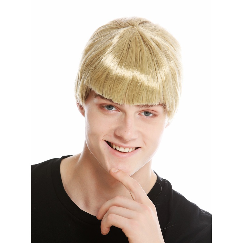 Women’s party wig men carnival Halloween short light blonde fringe 91087