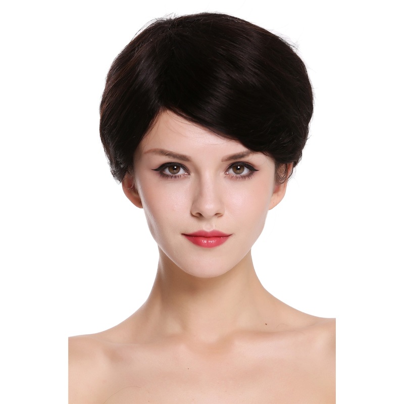 Women’s wig human hair parting short natural colour dark brown RGH-5330-HH
