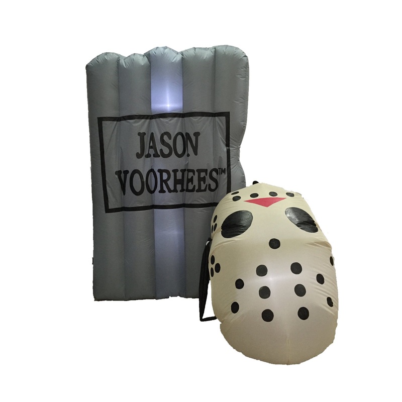 6FT Halloween Inflatable Tombstones and Mask Pathway Scene LED Lights Decoration
