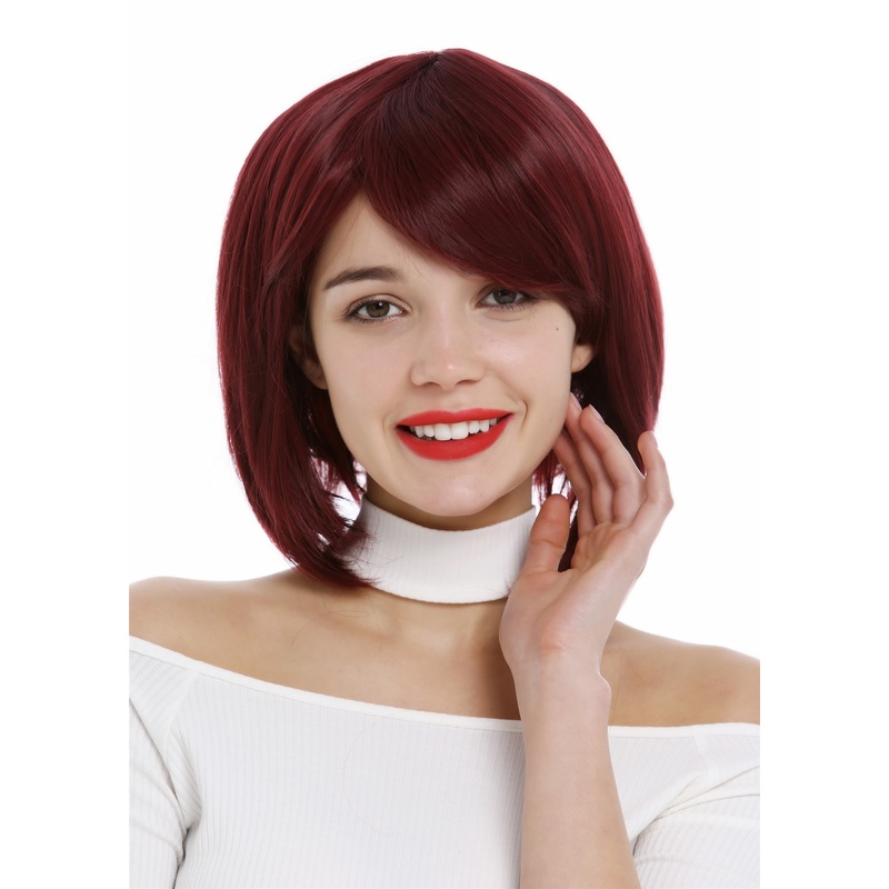 Lady Wig women short frayed Bob style parting garnet red 1215