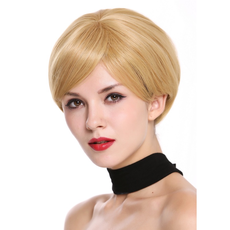 Lady Women Wig short pert straight sleek parting caramel blond mix Z2003