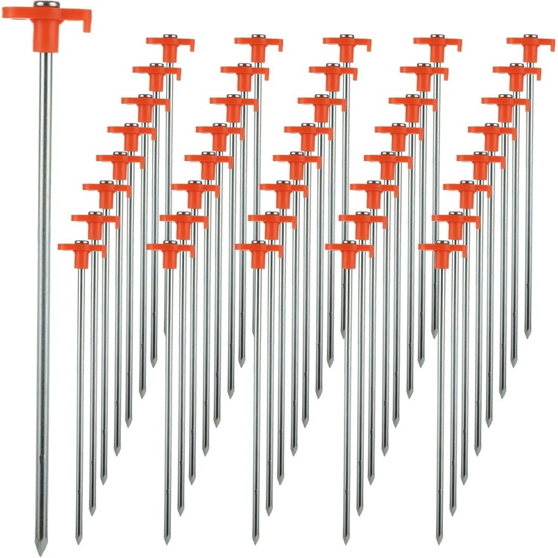 Tent Stakes Non-Rust Metal Tent Pegs Ground Stakes Tent Spikes Camping Hiking