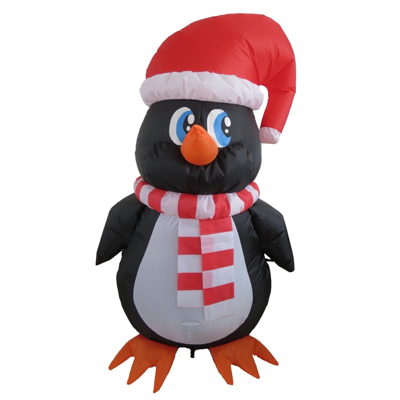 4FT LED Christmas Penguin with Scarf, Inflatable Outdoor Indoor Holiday Decorations