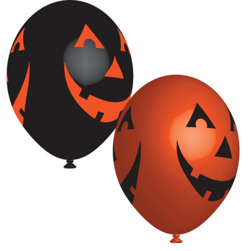 6 Latex Grinning Pumpkin Balloons 27cm