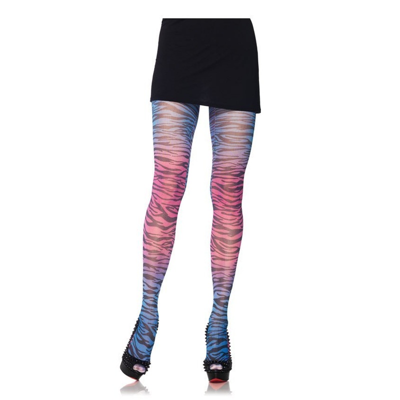 Rainbow Zebra Rrint Tights – Blue/Pink
