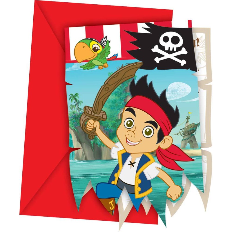 6 Captain Jake pirate adventure invitation cards
