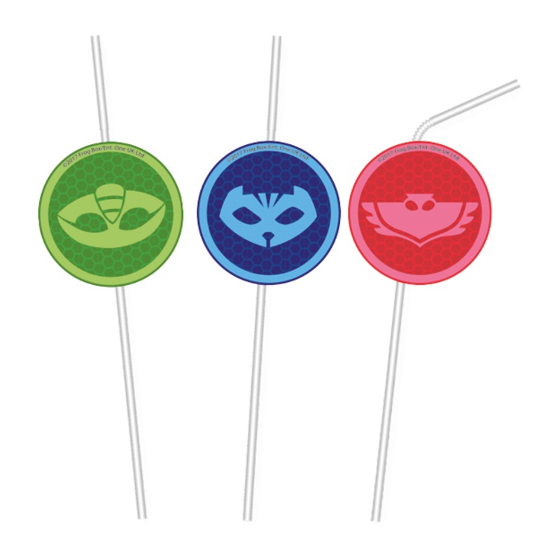 6 PJ Masks Flexi straws 24cm
