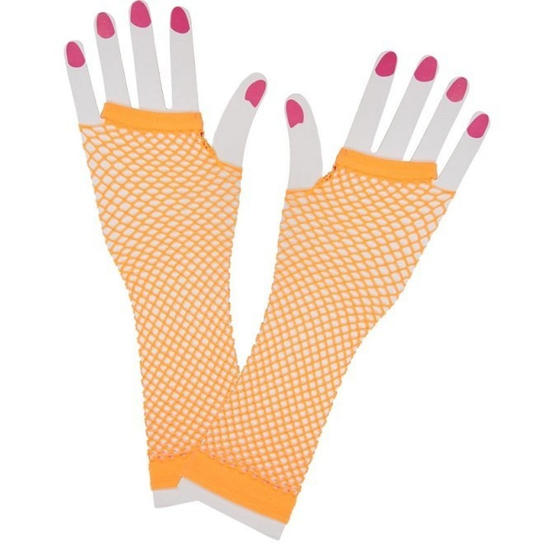 80’s Fishnet Gloves – Neon Orange