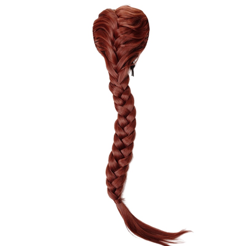 Hairpiece Ponytail queue plaited braided halfwig very long red redbrown NC006