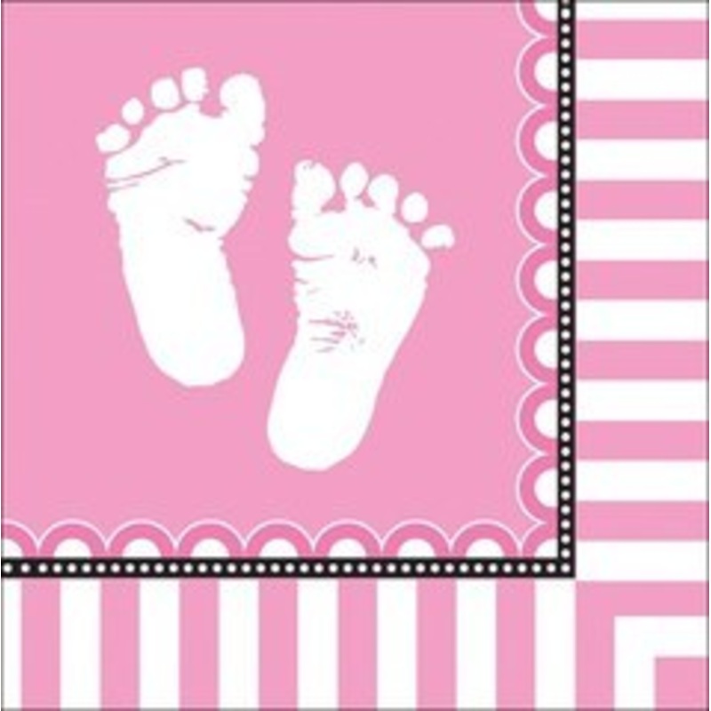 Sweet Baby Feet Pink Napkins – 16 Pack