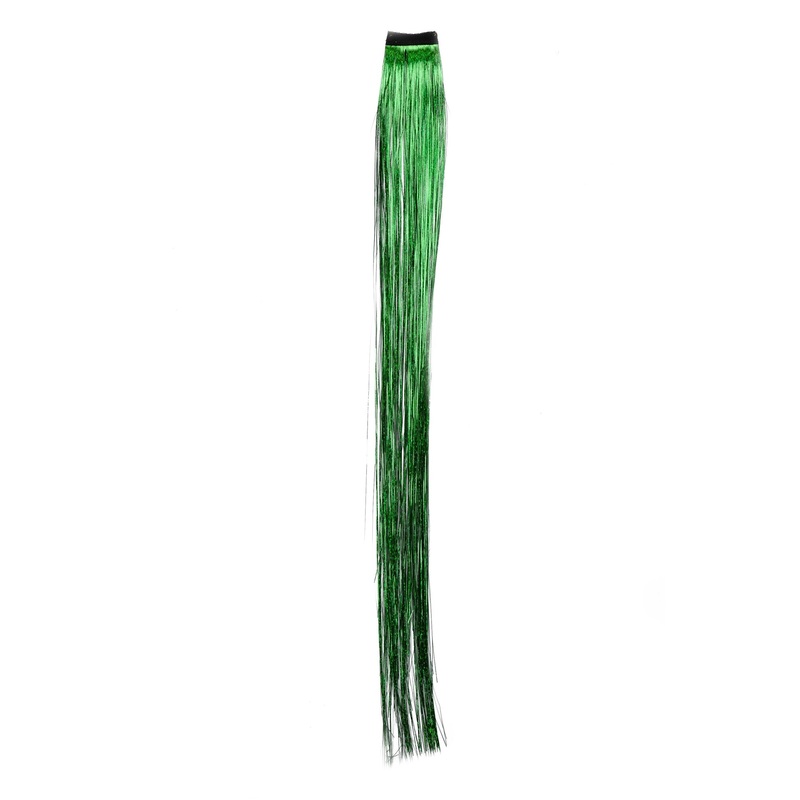 1 Clip-In Extension Straight Glitter MetalicTinsel Green RH-044