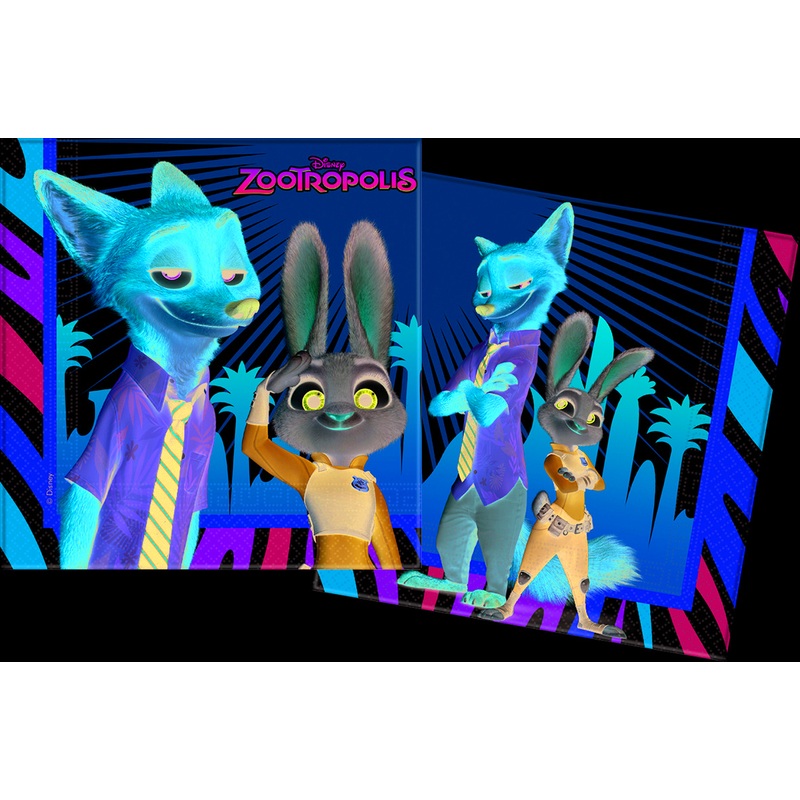 20 animal zoomania napkins 33 x 33cm