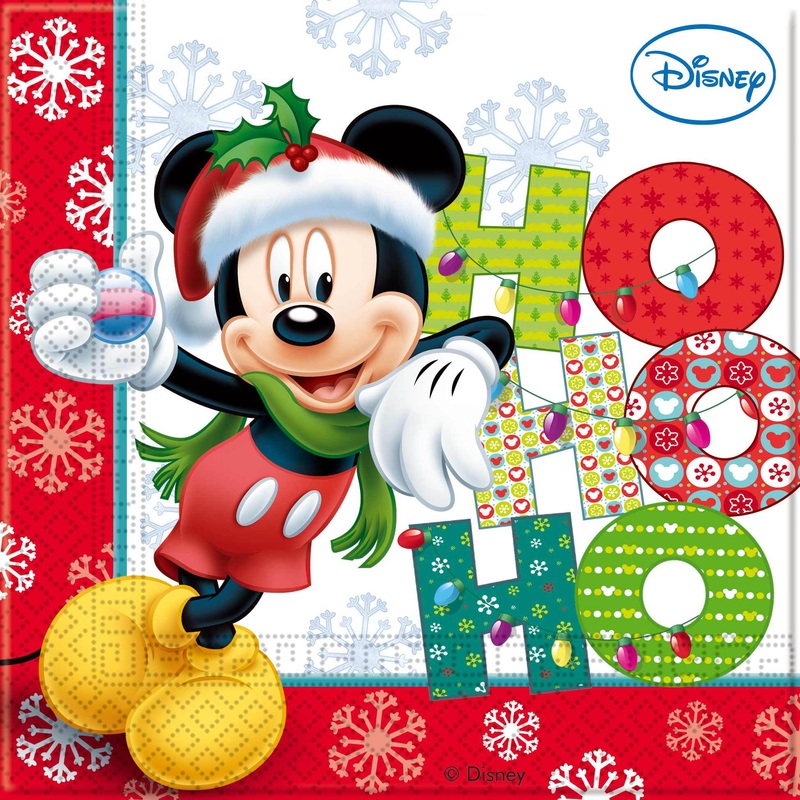 20 Mickey Mouse Christmas party napkins