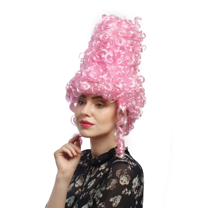Lady Wig Halloween historic Baroque Victorian towering light pink beehive DH1032