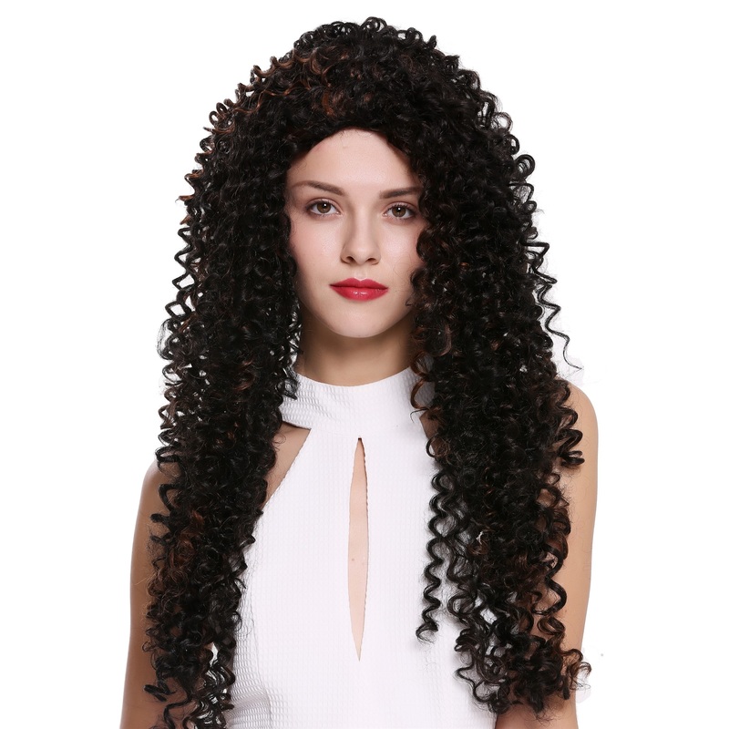 Lady women wig Long Dense Chestnut Brown Curls curly Afro Carribbean DW2315