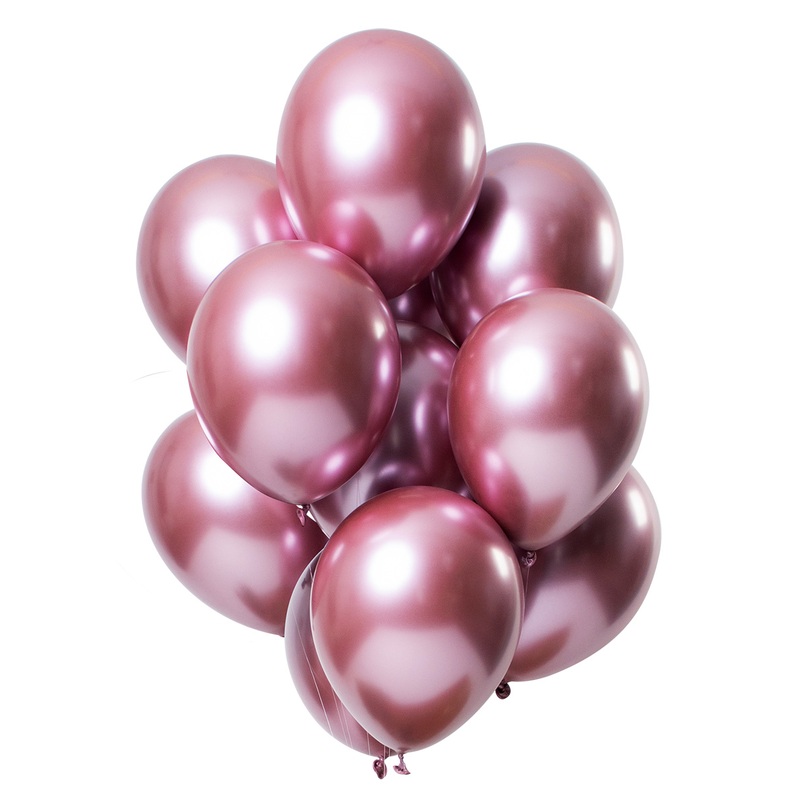 12 latex balloons mirror effect blue pink