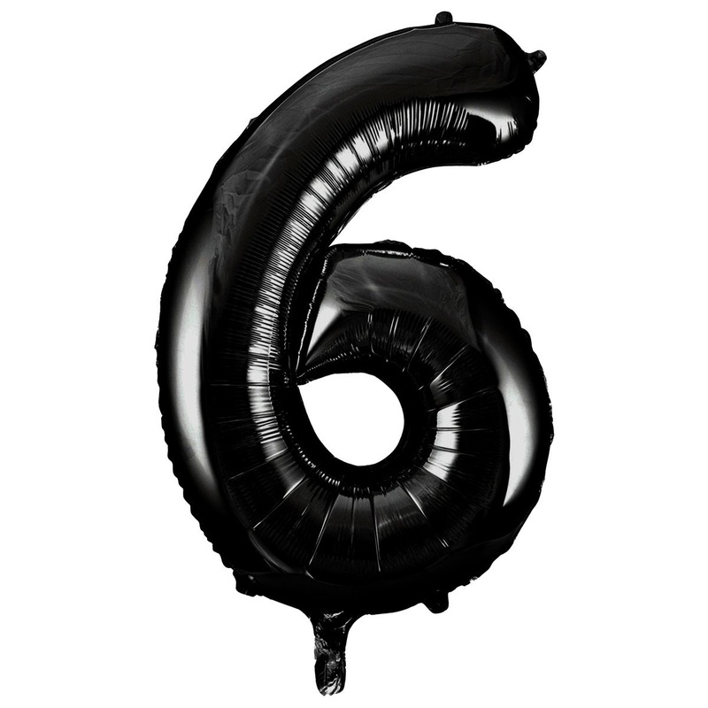 34 Black Numbered Foil Balloon #6