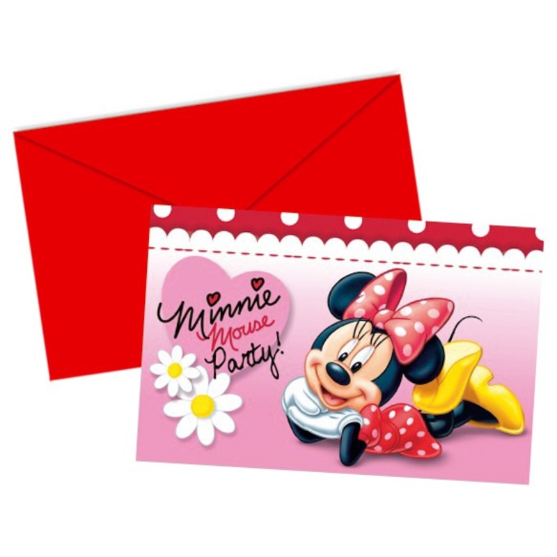 6 Minnies Bistrot Party Invitation Cards