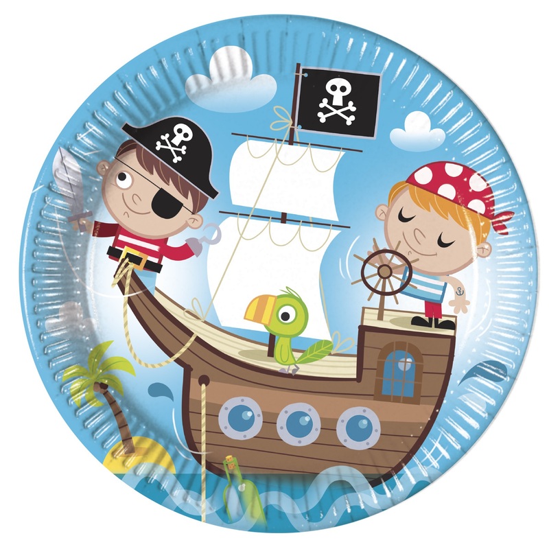 8 pirate black tooth paper plates 23cm