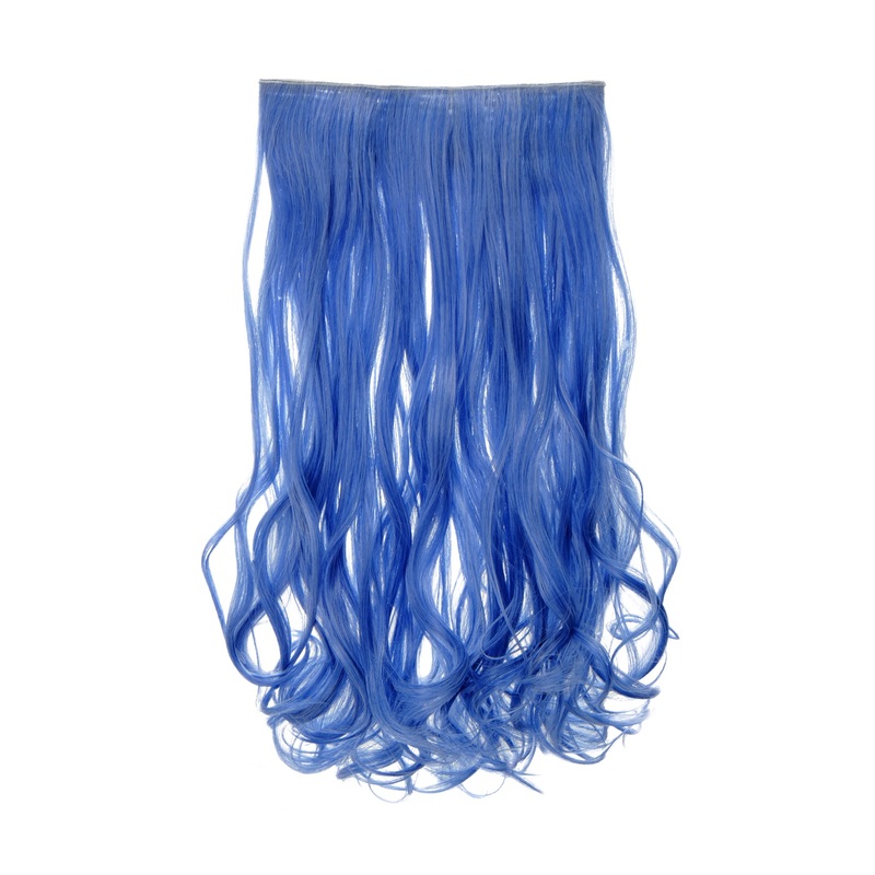 Hairpiece Extension wide 5 clips wavy lavender blue-white blonde mix YZF-3180-T2512/1001