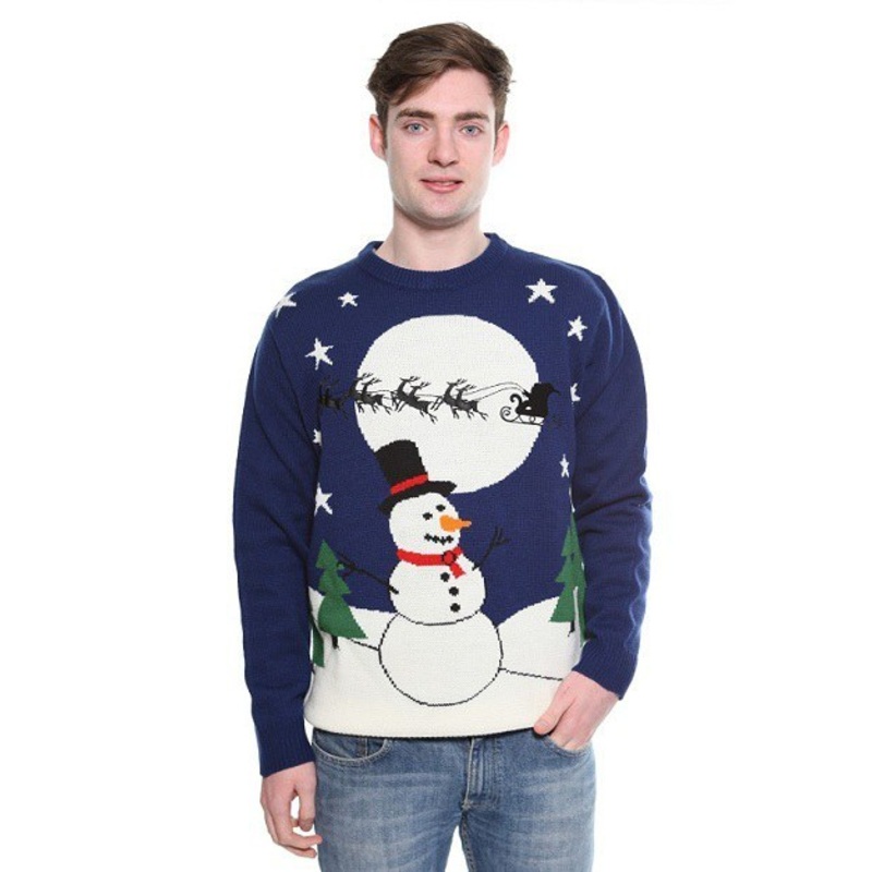 Snowman Christmas Jumper Navy – Teen