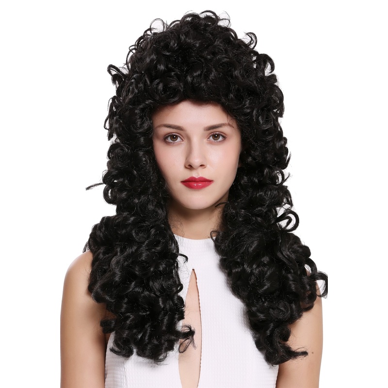 Wig women men baroque renaissance king nobleman long curls curly black B17