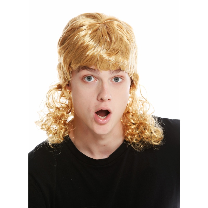 Wig women men carnival curly mullet lad crooner film star copper blond 60893